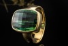 Beeindruckender Ring Facettierter Turmalin Schachbrett Stil Gelbgold 750 
