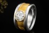 Massiver Bicolor Solitär Ring 2 Carat Diamant 750er Gold Hammerschlag 