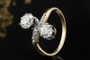Antiker Ring feine Handarbeit mit Diamanten im Altschliff in Gelbgold 