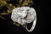 Antiker Ring mit Diamanten im Old Mine Cut Art déco in 950er Platin 