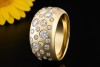 Sternenhimmel Ring mit feurigen Diamanten Handarbeit in 585er Gelbgold 