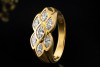Stilvoller Ring Diamanten im Navette und Tropfenschliff in Gelbgold 750 