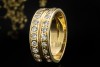 Bandring Ring mit 2 Reihen Diamanten Handarbeit in 750er Gelbgold Gr. 59 