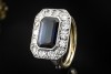 Ring Antik mit Saphir und Diamanten im Altschliff Handwerkskunst in Gold 
