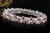 Vintage Armband Marquise Rubine und Altschliff Diamanten in Weißgold 750 