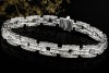 Eckiges Gliederarmband Brillanten und Baguette Diamanten in Weißgold 750 