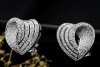 Herz Ohrringe Ohrstecker mit Clip Schwungvoll Diamanten in Weißgold 750 
