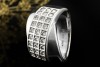 Ring Diamanten Geometrisches Design Massive Weißgold Goldschmiedearbeit 