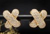 Creolen Ohrstecker im Kreuzdesign mit Diamanten in 750er Gelbgold 