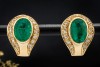 Ohrstecker Ohrringe Smaragd im Ovalschliff und Diamanten in Gelbgold 750 