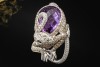 Fröhlicher Affenring mit Lila Amethyst und Diamanten in 750er Weißgold 