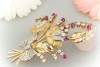 50er Jahre Brosche Nadel mit Brillanten & Rubin in 750er Gold 