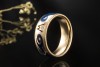 Wellendorff Vintage Ring mit blauer Emaille und Diamant in Gelbgold 750 