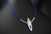 Bunz Design Collier Blau 950er Platin 750er Gelbgold Kautschuk Halsreif 