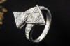 Exklusiver Designer Ring Dreiecke mit Diamanten Handarbeit Weißgold 750 