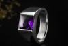 Cartier Tank Ring mit Amethyst Lila Großes Modell Gr. 52 in Weißgold 750 