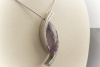 Collier Amethyst & Brillanten 950er Palladium Anhänger an Weißgold Kette 