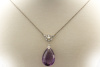 Alte Goldschmiedearbeit Amethyst Diamant Collier mit Perle 585er Weißgold 