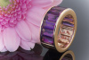 Moderner Designer Ring in 750er Rotgold mit Amethyst im Baguette Schliff 