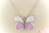 Brosche Anhänger Schmetterling Diamant Pink Saphir Amethyst Weißgold 