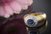 Klassischer Saphir Ring Massiv mit Brillanten in 750er Gelbgold 