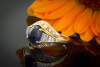 Saphir Cabochon Ring mit Brillanten und Baguette Diamanten in 750er Gelbgold 