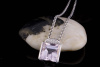 750er Weißgold Kette Collier mit rosa Morganit & Diamanten 