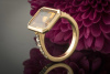 Gelber Saphir Ring mit seitlichem Brillantbesatz in 750er Rotgold Gold 