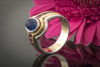 Bicolor Ring Saphir und Rubin Blau und Rot 750er Gelbgold Weißgold Bicolor 