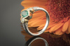 Hans Dieter Krieger Ring Navette Smaragd und Diamanten Platin mit Gold 