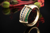 Eleganter Ring mit Saphir Smaragd und Brillanten in 585er Gelbgold 