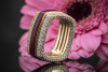 Leo Wittwer Ring Rote Emaille mit Brillanten eckig in 750er Rotgold 53 