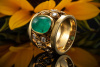 Extravaganter Smaragd Cabochon Ring mit Diamanten in 750er Gelbgold 