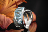 Breiter Designer Ring mit Brillant und Aquamarin Schiene in Weißgold 750 