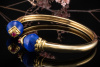 Fred Paris Armreif Armspange mit Lapislazuli und Rubin in 750er Gelbgold 