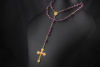 Rosenkranz Collier Kette Kreuz "nra sra de lujan" Amethyst Gelbgold 750 