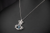 Eleganter Aquamarin Anhänger mit Brillanten an Collier Kette 585er Weißgold 