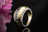 Ring mit Saphir eckig und Diamanten Brillanten Gelbgold Weißgold Bicolor 