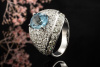 Aquamarin Ring Aparte Goldschmiedearbeit 3,8 Ct Diamanten 750er Weißgold 