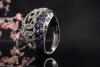 Ring Diamanten Saphir Amethyst 750er Weißgold Designer Arbeit geschwärzt 