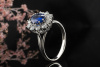 Saphir Ring in Weißgold 750 mit Diamanten Royales Blau Oval Brillanten 