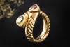 Bvlgari Spiga Herz Ring mit Rubellit Peridot Flexibel in 750er Gelbgold 