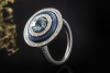 Victor Mayer Ring Aquamarin Emaille Blau Diamanten in Weißgold Limitiert 