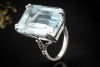 Eleganter Vintage Cocktailring Ring mit großem Aquamarin 750er Weißgold 