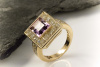 Amethyst gelbe Diamanten 750 Gold Ring HANS DIETER KRIEGER 