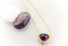 Amethyst HERZ Collier Kette Anhänger mit Brillanten 750 Gold  