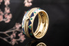 Wellendorff Ring Bordure mit Diamant Emaille Blau Grün 750er Gelbgold 57 