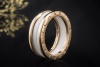 BVLGARI B.zero1 2-Band Ring Weiße Keramik und 750er Roségold Größe 61 