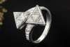 Exklusiver Designer Ring Dreiecke mit Diamanten Handarbeit Weißgold 750 