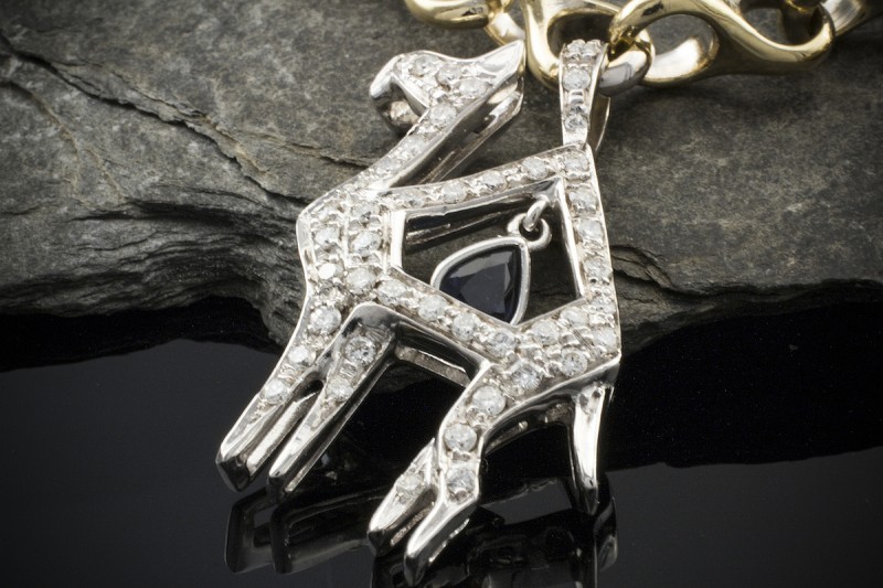 MOUAWAD Bettelarmband Charm Bracelet 7,65 CT Diamanten Rubin Smaragd Saphir Bicolor Gold 